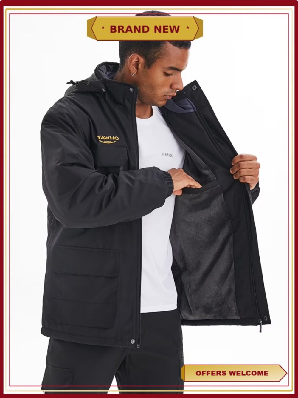Men's Ski Winter Jacket Mountain Windproof Waterproof Rain Snowboarding Fleece - Picture 6 of 6